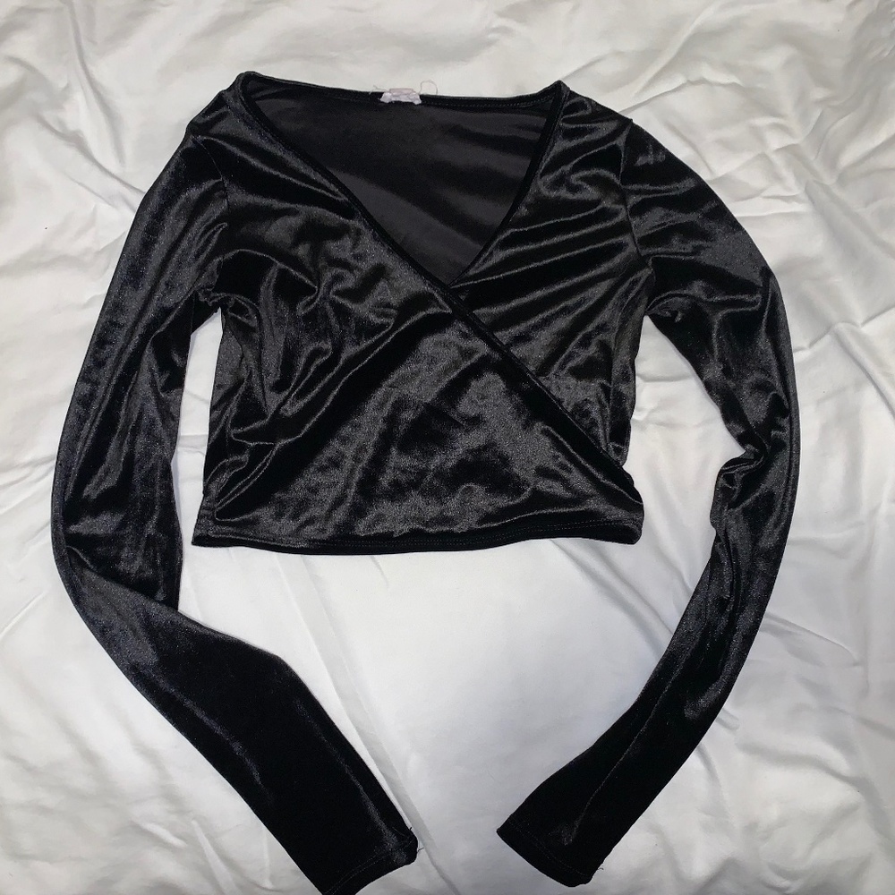 Black Velvet Long Sleeve Top